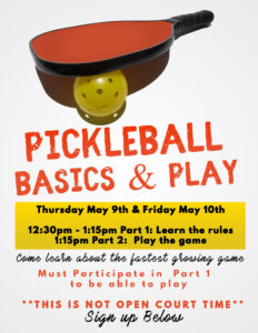 Pickleball basics class in May 2024
